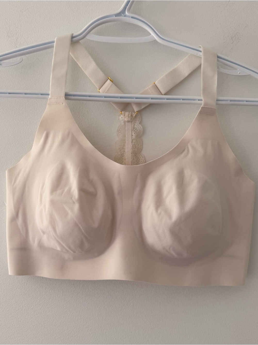 KNIX Cream Lace-Back Seamless Bralette M+